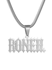1pc New Product Advanced DIY Name Customization Hollow Out Special Flame English Letter Pendant Necklace Women's Stainless Steel Round Snake Chain Jewelry, Electroplated 18k Gold Stainless Steel Necklace, Including Gift Box, For Friends, Couples, Family, Festival Gifts