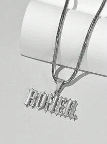 1pc New Product Advanced DIY Name Customization Hollow Out Special Flame English Letter Pendant Necklace Women's Stainless Steel Round Snake Chain Jewelry, Electroplated 18k Gold Stainless Steel Necklace, Including Gift Box, For Friends, Couples, Family, Festival Gifts