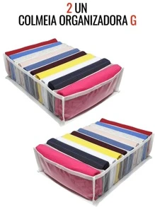 Kit de 2 organizadores de armario G de 34x26x10 para cajón, cómoda, ropero, organizador para camisas, pantalones cortos, blusas, ropa, con 10 nichos, decoraciones transparentes y blancas con sesgos para Halloween, disfraces de Halloween, decoración de otoño, decoración de festivales
