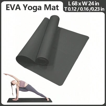 1pc 173*61cm EVA Yoga Mat, Solid Color Pilates Exercise Mat For Home Fitness