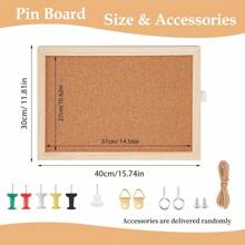 1個木質公告牌,表面尺寸40 X 30cm配安裝材料,適用於家庭、辦公室、學校、廚房等場所