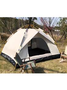 Carpa de campamento para 2 - 3 personas, carpa de campamento familiar impermeable, doble capa resistente a los rayos ultravioleta, 2 ventanas, 2 tiendas de campaña familiares inmediatas para acampar y caminar - Blanco - Ver 6