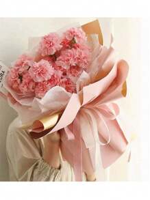 20 Hojas De Papel Coreano Para Ramos Bouquet Floral Bicolor - Rosa - Ver 4