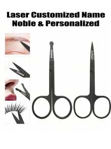 1PC Laser Customized Eyebrow Scissors Stainless Steel Eyelashes Nose Hair Remove Round Point Head Trimmer Personal Care Round Head Small Beard Eyebrow Facial Hair Cut Trimming Men And Women Makeup Beauty Tools - Multicolor - View 3