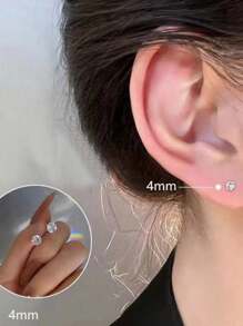 1 对经典欧式圆形四爪锆石耳钉，男女通用简约日常佩戴，睡觉时无需取下 - 星星 - 查看 17