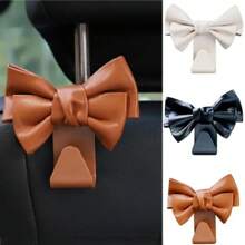 1/2pcs Stylish PU Leather Car Hooks With Bow Tie - Perfect For Seat Headrest Organization And Auto Fastener Hangers - Enhance Your Car Storage - Multicolor - View 2