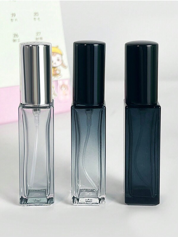 1pc/3pcs/5pcs 可再填充香水瓶，5ml 10ml 渐变蓝灰色加厚玻璃喷雾瓶，适用于旅行倾倒