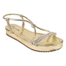 Glitter Papete With Front Adjustment Casual Comfortable, Comfort Strass Sandal - 金色 - 查看 1