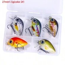 HENGJIA 28 毫米 2 克/27 毫米 1.5 克微型盒摇铃逼真软诱饵，1 盒 5 个人造鱼饵 - 彩色 - 查看 7