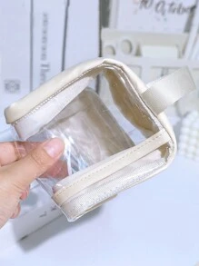 1/2 chiếc hộp đựng bút chì có khóa kéo, hộp đựng bút chì PVC, dung tích lớn, túi đựng đồ dùng học tập, túi đựng bút chì, cặp đựng đồ dùng học tập - trắng - Xem 4