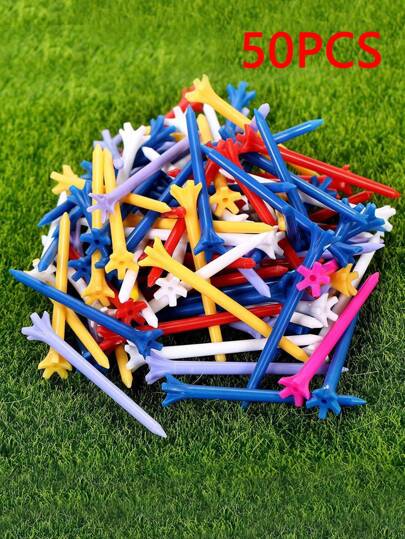 50Pcs Plastic Golf Tee Set - An Unbreakable Golf Tee With Golf Nails, Golf Seats, Ball Holders, And Five Claw Nails For Higher Durability And Reduced Friction