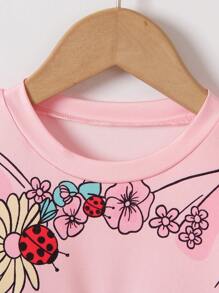 2024 Autumn Young Girl Fashion Casual Cute Cat Print Round Neck Long Sleeve Lightweight Sweatshirt