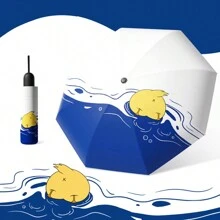 1 件可爱卡通猫狗印花紧凑型折叠雨伞，防雨防晒，多功能旅行伞男孩情人节心形情人节夏季降温、海滩、旅行 - 彩色 - 查看 15