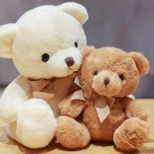 欧美风格可爱白色泰迪熊刺绣，棕色泰迪熊毛绒玩具汽车/房间装饰毛绒娃娃，送给女朋友的完美礼物 - 多色 - 查看 7