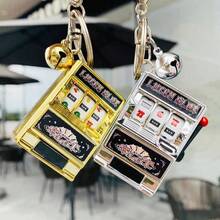 1Pc Mini Fruit Slot Machine Keychain Lucky Jackpot Retro Toy Coin Operated Games Gambling Machine Stress Reliever For Adult Gift - Lottery Machine Game Keychain - View 5