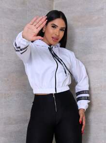 Women's Neon Windbreaker Jacket Coat Tactel Hat Promotion - White - View 4