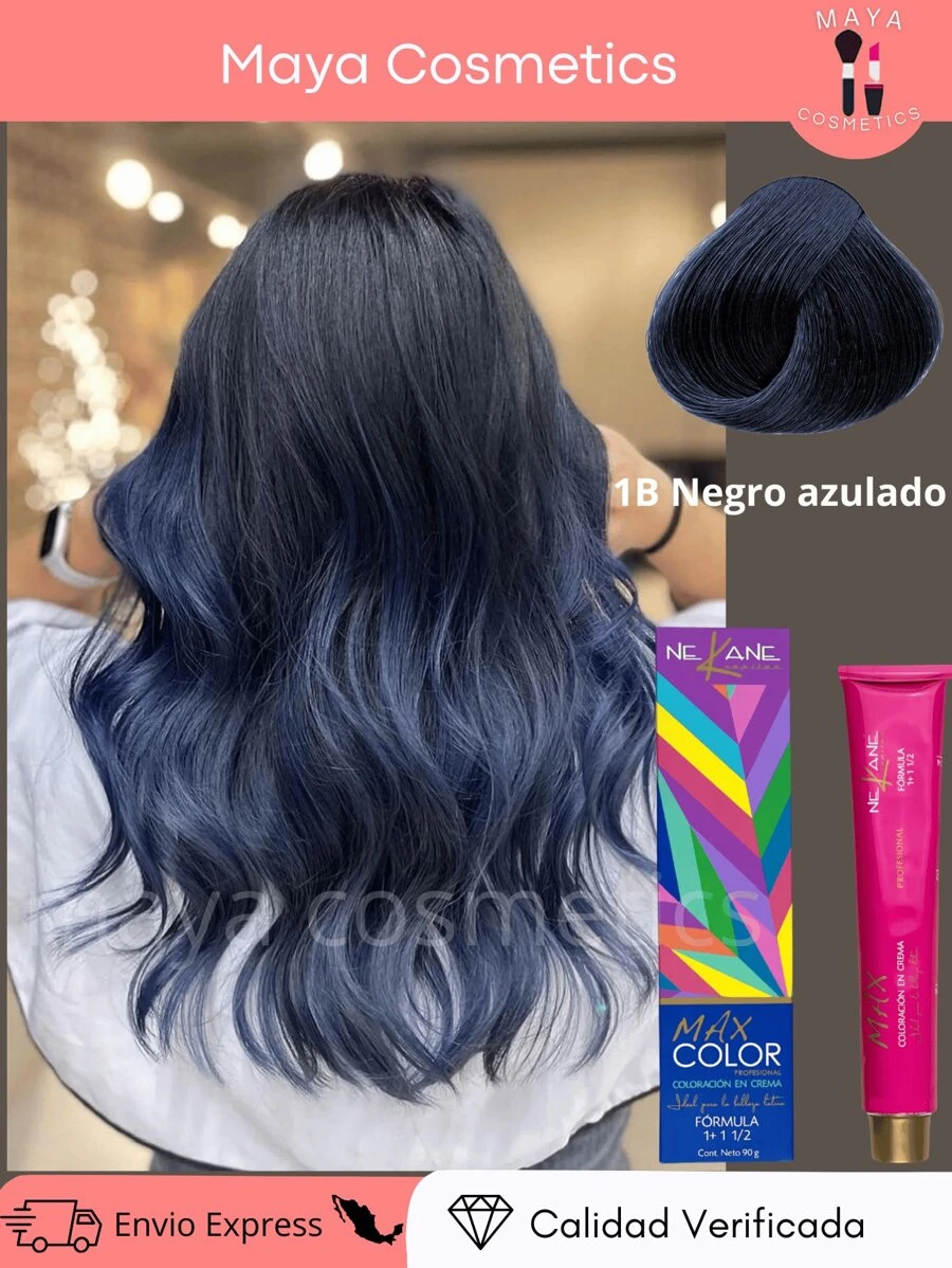 NEKANE Professional Permanent Cream Hair Color, Excellent For Gray Coverage, 90g Tube + 20 Vol. Peroxide. Halloween - 1B藍黑 - 查看 1