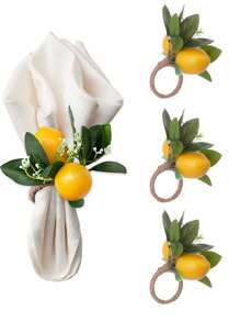 Tropical Fruit Lemon Napkin Rings, Suitable For Outdoor Wedding Theme Party, Room Decor, Dining Table Decor, Home Decor, Fit For Holidays, Parties, Birthdays, Weddings And Dinners - Multicolor - View 13