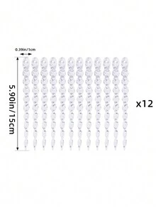 12 件透明圣诞冰锥装饰冰条人造冰柱装饰创意圣诞树线冰块，圣诞装饰，圣诞礼物 - 彩色 - 查看 16