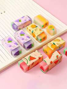 3-Pack Cartoon Fruit-Shaped Creative Erasers, Suitable For Primary School Exams, Children's Stationery, Painting, Sketching, Back-To-School Stationery Supplies , Back To School Gifts - Multicolor - View 7