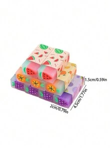 3-Pack Cartoon Fruit-Shaped Creative Erasers, Suitable For Primary School Exams, Children's Stationery, Painting, Sketching, Back-To-School Stationery Supplies , Back To School Gifts - Multicolor - View 9