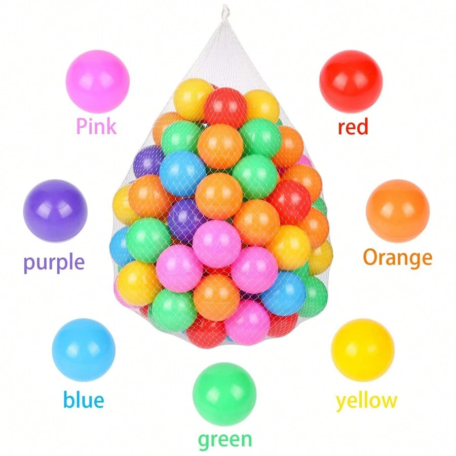 50 Peças/100 Peças Bolas Coloridas de Piscina de Bolinhas para Bebês, Crianças, Bolas Macias para Festas de Aniversário, Eventos, Jogos de Playground, Piscina - 5,6 cm - Multicolorido - Visão 1