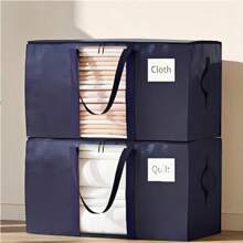 6 Pcs 100L/150L Large Capacity Bed Under Storage Bag, Foldable Moving Bags With Strong Handles & Zippers, Clear Window, Water-Resistant Storage Totes Halloween Decorations Halloween Costumes Autumn Decor Festival Decor - Blue - View 1