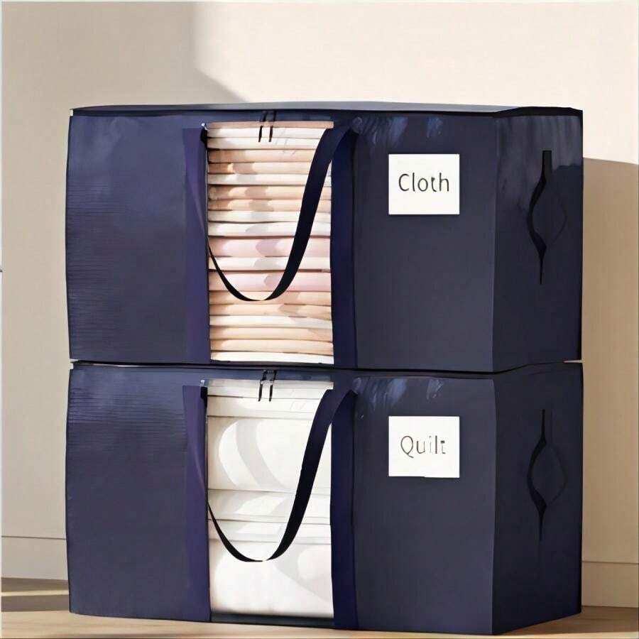 6 Pcs 100L/150L Large Capacity Bed Under Storage Bag, Foldable Moving Bags With Strong Handles & Zippers, Clear Window, Water-Resistant Storage Totes Halloween Decorations Halloween Costumes Autumn Decor Festival Decor - Blue - View 1