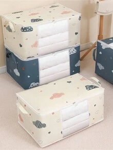 收納袋防水大容量毛毯分類袋防塵整理盒為被子被子收納袋大型衣物整理，物品袋抽屜組織器衣櫥收納衣櫥組織器可摺疊儲物盒學校文具組織器返校必備宿舍用品 - 米色 - 查看 8