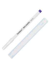 3pcs Surgical Eyebrow Tattoo Skin Marker Pen With Measuring Ruler, Microblading Makeup Tools, White And Purple Color Eyeliner Pencil Tattoo Accessories Permanent Makeup Supplier - White - View 3