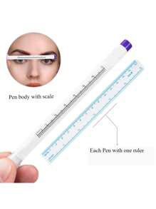 3pcs Surgical Eyebrow Tattoo Skin Marker Pen With Measuring Ruler, Microblading Makeup Tools, White And Purple Color Eyeliner Pencil Tattoo Accessories Permanent Makeup Supplier - White - View 4
