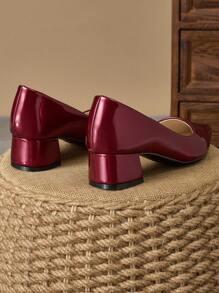 MonaNise Women's Fashion Green Pointed-Toe Low Vamp Turquoise Stonelike Apricot Mule Pumps, Suitable For Vacation, Travel, Shopping, Outdoor, Retro, Casual, Versatile, High-End Black Slip-On Shoes - Burgundy - View 7