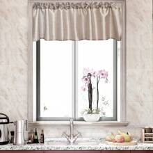 1pc Solid Color Faux Silk Rod Pocket Short Window Curtain, Coffee