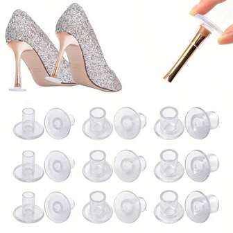 6 pezzi Protettori per tacco alto della scarpa, antiscivolo, resistenti all'usura e anti-rumore, protettori per tacco di scarpe da ballo latino moderni da donna, protettori per tacco di scarpe da cerimonia su prato e spiaggia, disponibili nelle taglie S, M, L