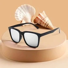 1 pieza Gafas de moda con marco grande cuadrado para adolescentes, gafas de moda para adolescentes, lentes de mercurio, disponibles en múltiples colores, adecuadas para el grupo de edad (14-16 años), adecuadas para uso diario al aire libre, vacaciones y exposición de fotos, opción ideal para regalos de adolescentes - Negro - Ver 18