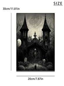 1 件，帆布印刷画，现代艺术，鬼屋海报，帆布万圣节装饰，万圣节乌鸦壁画，恐怖鬼魂万圣节版画，房间装饰用品，无框墙面艺术海报，客厅沙发背景装饰，门厅走廊装饰，家居装饰，卧室装饰，浴室装饰，房间装饰，办公室装饰，学校装饰，艺术礼品，PVC 硬管包装 - 彩色 - 查看 4