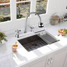 Grifo Llave Mezcladora Doble Comando Para Fregadero Cocina