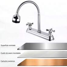 Grifo Llave Mezcladora Doble Comando Para Fregadero Cocina