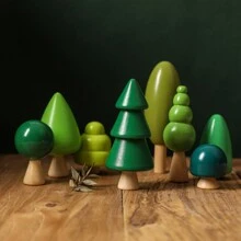 1 Set Casa del árbol de madera de estilo bosque, Juego de construcción de bloques apilables, Juguete educativo, Juguetes de madera para bebés, Casa de muñecas de madera, Juguetes educativos para bebés