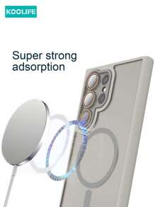 男士 iPhone 手机壳 Koolife 1 件肌肤纹理二合一磁吸无线充电全覆盖手机壳带镜头膜，防摔防指纹，兼容三星 Galaxy S22/S22plus/S22Ultra/S23/S23plus/S23Ultra/S24/S24plus/S24Ultra - 鈦金灰 - 查看 3