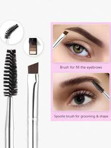 16-Piece Stainless Steel Eyelash Curler Set, Includes 1 Eyelash Curler, 1 Eyelash Comb, 2 Eyelash Rollers, 1 Angled Dual-Ended Brow Brush, 1 Brow Brush, And 10 Silicone Refill Pads, For Eyelashes And Brows