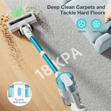 MOOSOO S6 Cordless Stick Vacuum Cleaner, Lightweight Vacuum Cleaner With 18kPa Suction, 2600mAh Battery, Type-C Charging,  For Hard Floor, Carpet, Pet Hair - US A Type Plug(110-127V) - View 4