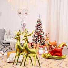 5 Stück Weihnachts Cartoon Aluminium Folienballons Rentier & Schlitten Set, Weihnachtsparty Dekorationen, Weihnachten