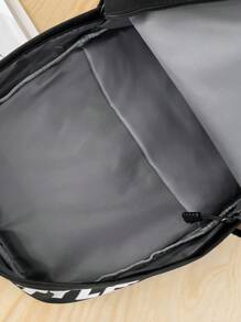 Contrast Color Backpack, Unisex Casual Letter Print Backpack, School Bag For College Students - Blue - View 4