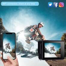 雙屏便攜高清運動攝影機，4K分辨率，適用於單車和戶外活動 - 黑色 - 查看 2