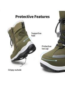 Boys Toddler Snow Boots Side Zipper Interchangeable Accessories Slip Resistant  Lined Mid Calf Little Kids Winter Shoes Stickers - 軍綠色 - 查看 7