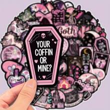 50pcs Skull & Rose Waterproof Stickers - Black & Pink, For Laptop, Guitar, Notebook, Luggage, Skateboard, Etc. Stickers,Halloween,Halloween Stickers,Stickers,Halloween,Halloween Stickers,Stickers,Halloween,Kindle Stickers,Purple Stickers,Gothic Wall Stickers,Adult Stickers