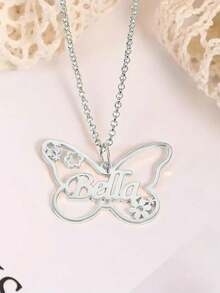 1 Vòng Cổ Tên Tùy Chỉnh Cho Nữ Cô Gái Cá Tính Tên Bướm Rỗng Vòng Cổ Choker Trang Sức Nữ Màu Vàng Đơn Giản Chuỗi Xương Đòn Quà Cưới Tiệc Trang Sức Kỷ Niệm - Bạc - Xem 3