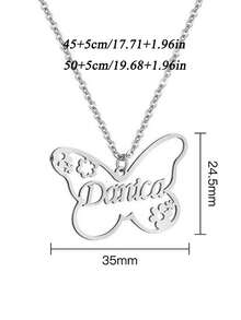 1 Vòng Cổ Tên Tùy Chỉnh Cho Nữ Cô Gái Cá Tính Tên Bướm Rỗng Vòng Cổ Choker Trang Sức Nữ Màu Vàng Đơn Giản Chuỗi Xương Đòn Quà Cưới Tiệc Trang Sức Kỷ Niệm - Bạc - Xem 4
