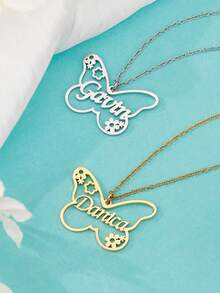 1 Vòng Cổ Tên Tùy Chỉnh Cho Nữ Cô Gái Cá Tính Tên Bướm Rỗng Vòng Cổ Choker Trang Sức Nữ Màu Vàng Đơn Giản Chuỗi Xương Đòn Quà Cưới Tiệc Trang Sức Kỷ Niệm - Bạc - Xem 5